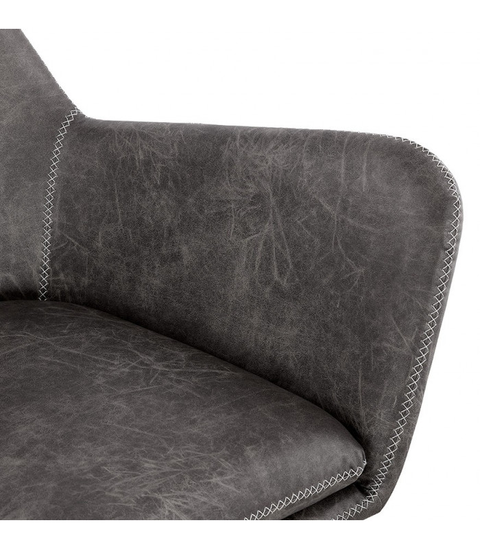 Fauteuil design gris foncé en similicuir Grove