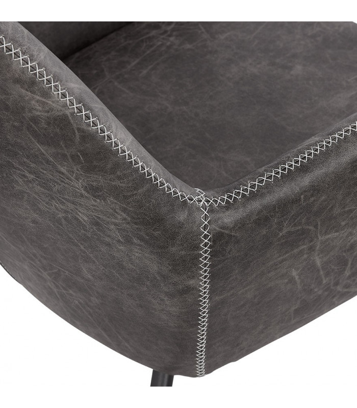 Fauteuil design gris foncé en similicuir Grove