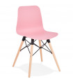 Chaise design rose en plastique et bois Delphine