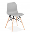 Chaise design gris en plastique et bois Delphine