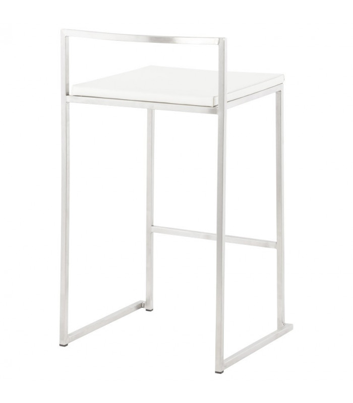 Tabouret de bar design blanc en similicuir Hester