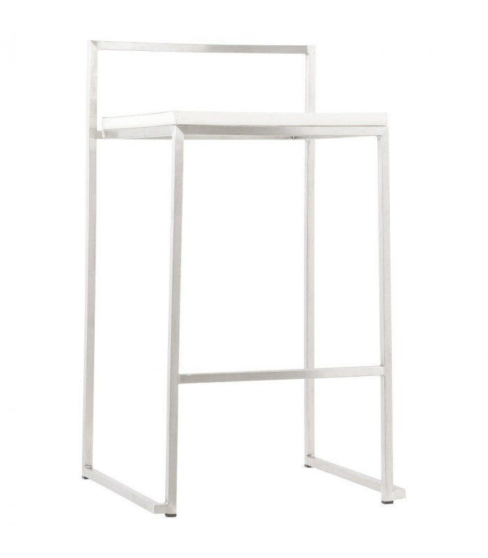 Tabouret de bar design blanc en similicuir Hester