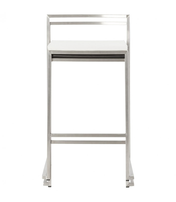 Tabouret de bar design blanc en similicuir Hester
