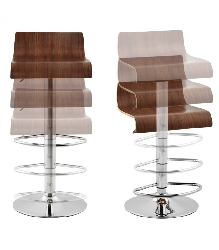 Tabouret de bar design noyer en bois Pillo