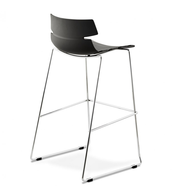 Tabouret de bar design noir en plastique Livia