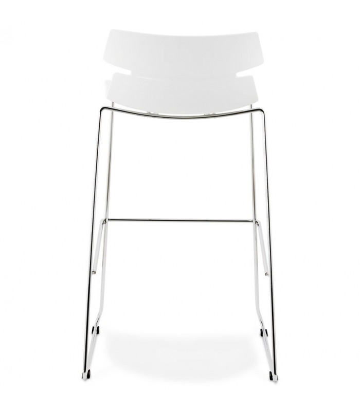 Tabouret de bar design blanc en plastique Livia