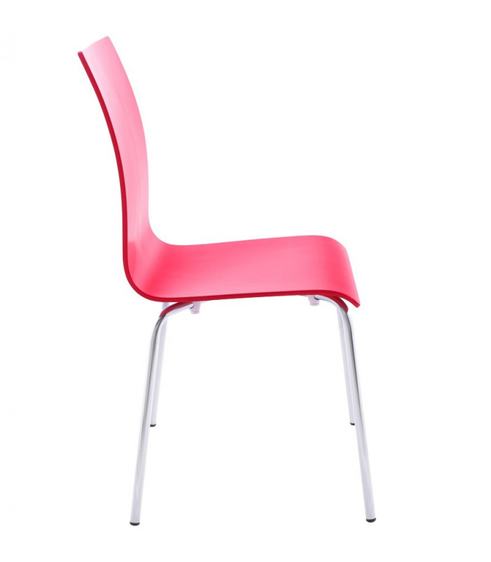 chaise design (non empilable) rouge en bois Boyer