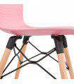 Chaise design rose en plastique et bois Delphine