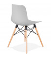 Chaise design gris en plastique et bois Delphine