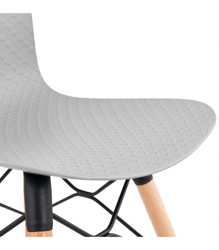 Chaise design gris en plastique et bois Delphine