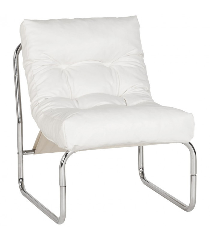 Fauteuil design (non empilable) blanc en similicuir Ava