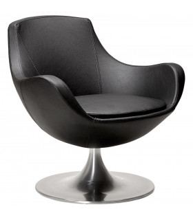 Fauteuil design noir en similicuir Leoni