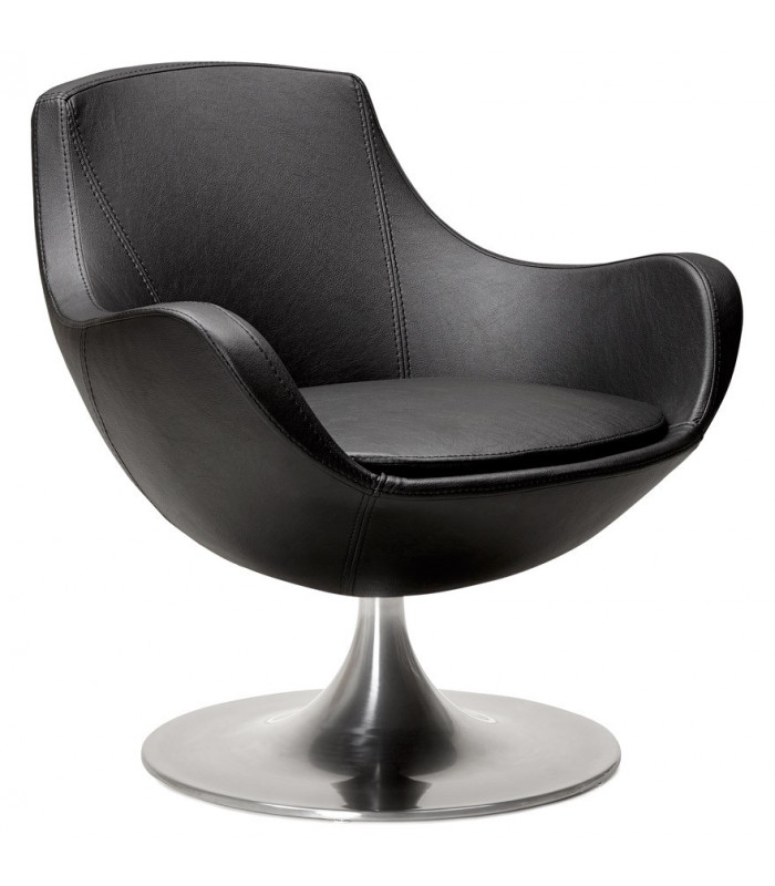 Fauteuil design noir en similicuir Leoni