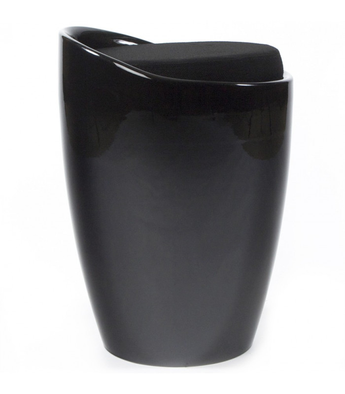 tabouret bas noir en tissu et plastique Connery
