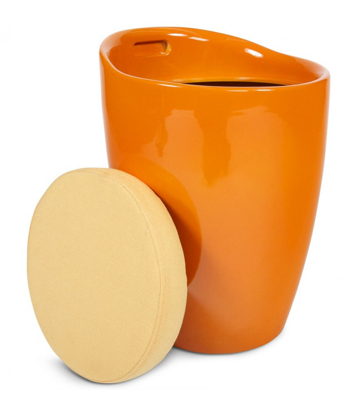 tabouret bas orange en tissu et plastique Connery