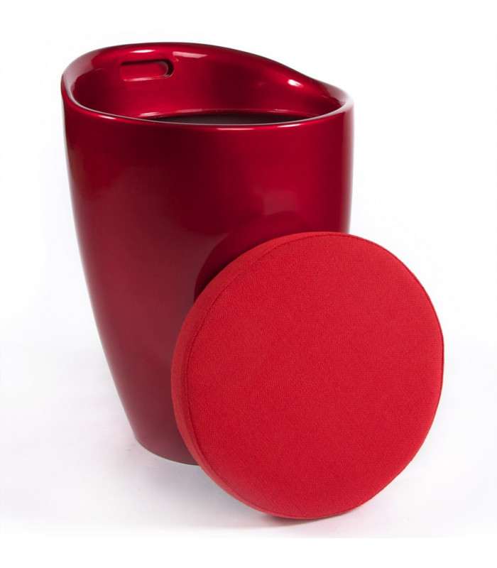 tabouret bas rouge en tissu et plastique Connery