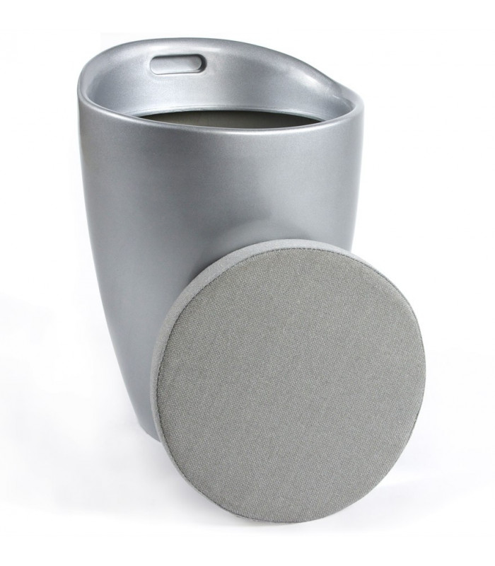 tabouret bas argent en tissu et plastique Connery