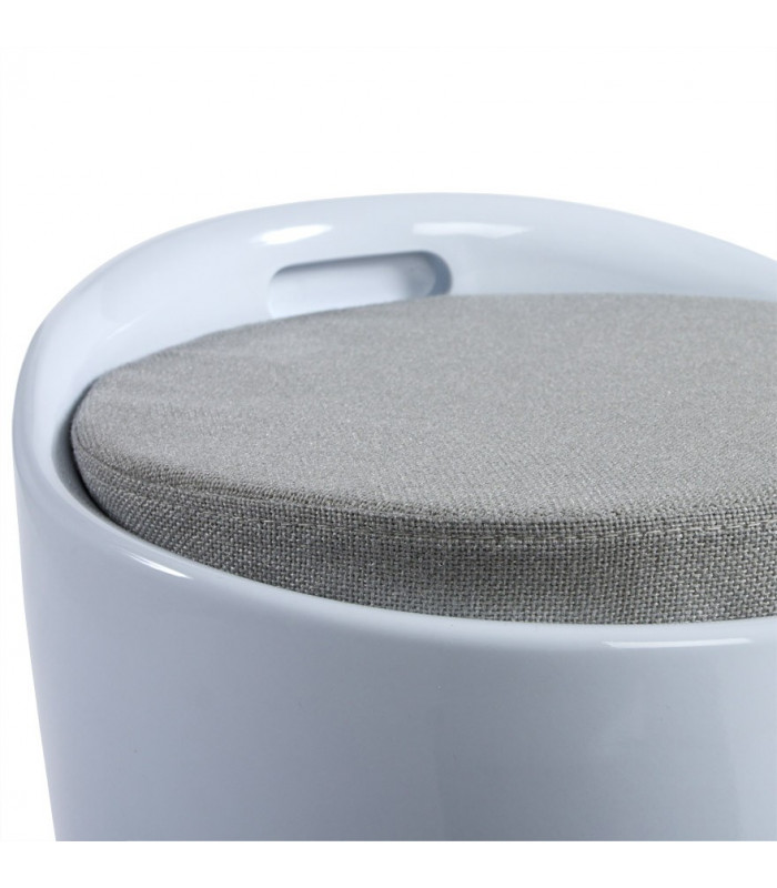 tabouret bas blanc en tissu et plastique Connery