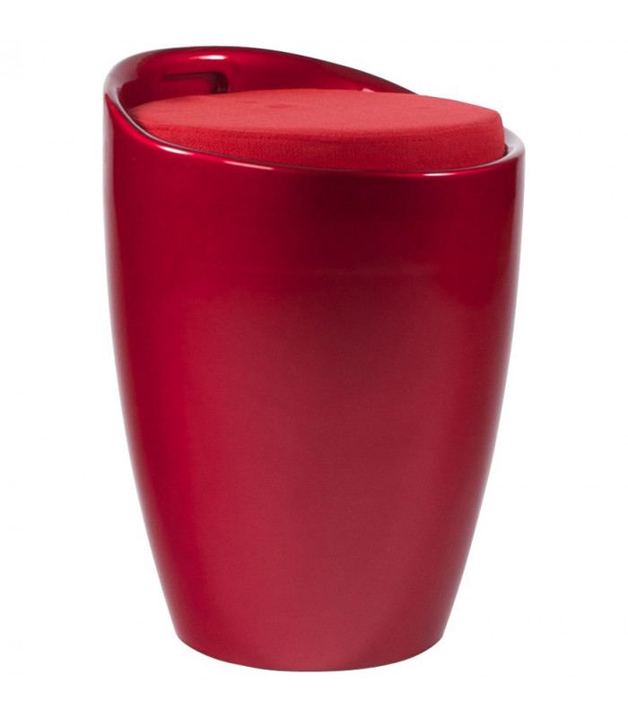 tabouret bas rouge en tissu et plastique Connery