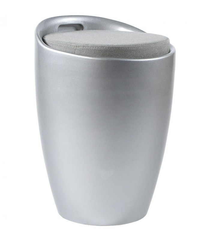 tabouret bas argent en tissu et plastique Connery