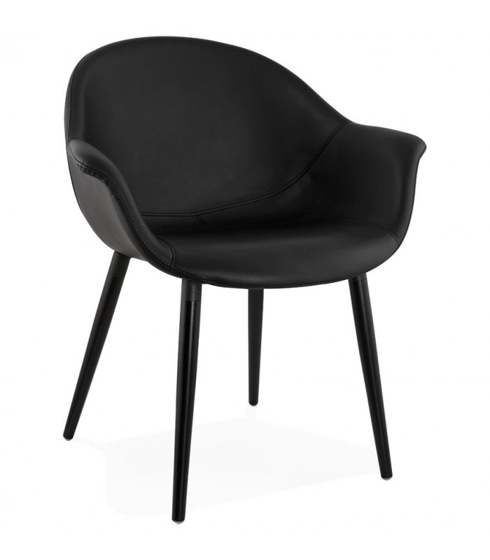 Fauteuil design noir en similicuir Henley