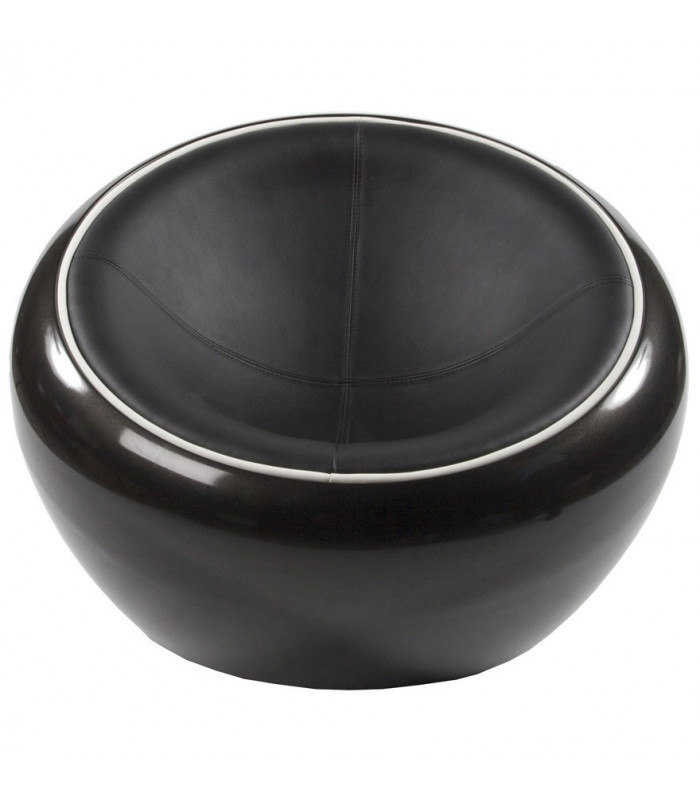 Fauteuil design noir en plastique et similicuir Everett