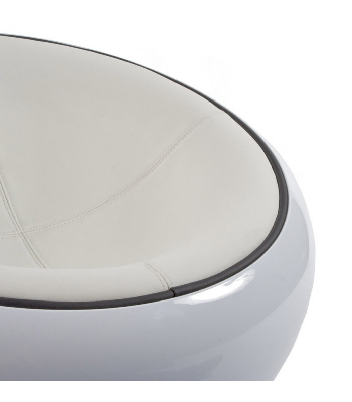 Fauteuil design blanc en plastique et similicuir Everett