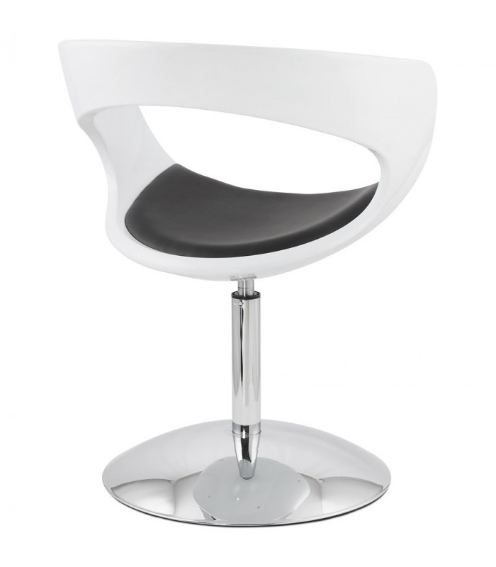 Fauteuil design blanc en plastique et similicuir Fiennes