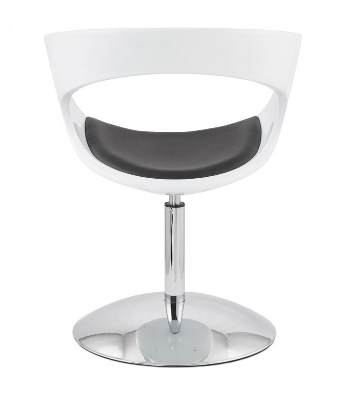 Fauteuil design blanc en plastique et similicuir Fiennes