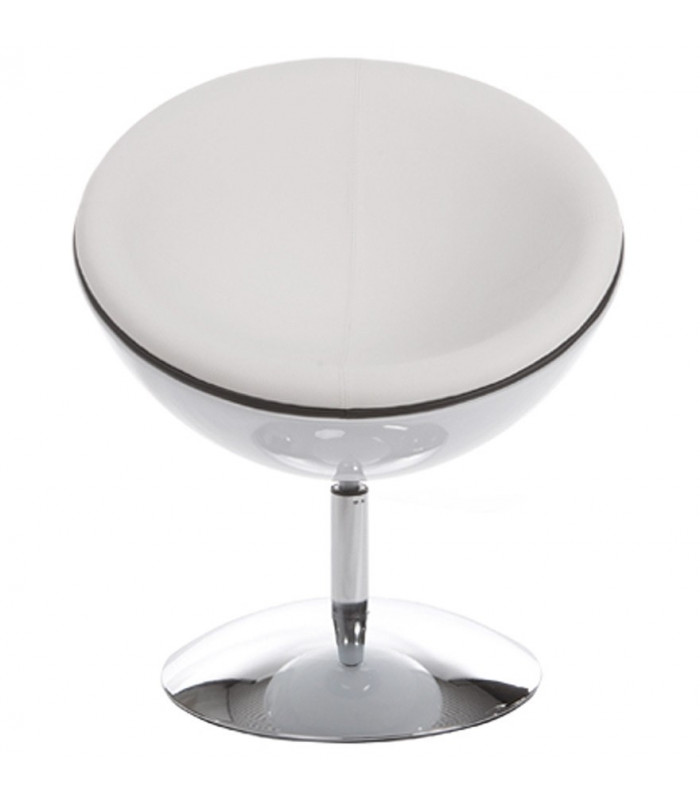 Fauteuil design blanc en plastique et similicuir Moro