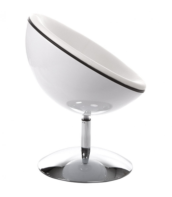 Fauteuil design blanc en plastique et similicuir Moro