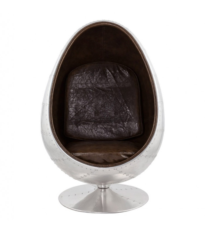 Fauteuil design alu en aluminium et similicuir Piccadilly Alu