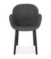 Fauteuil design gris foncé en tissu et bois Claudia
