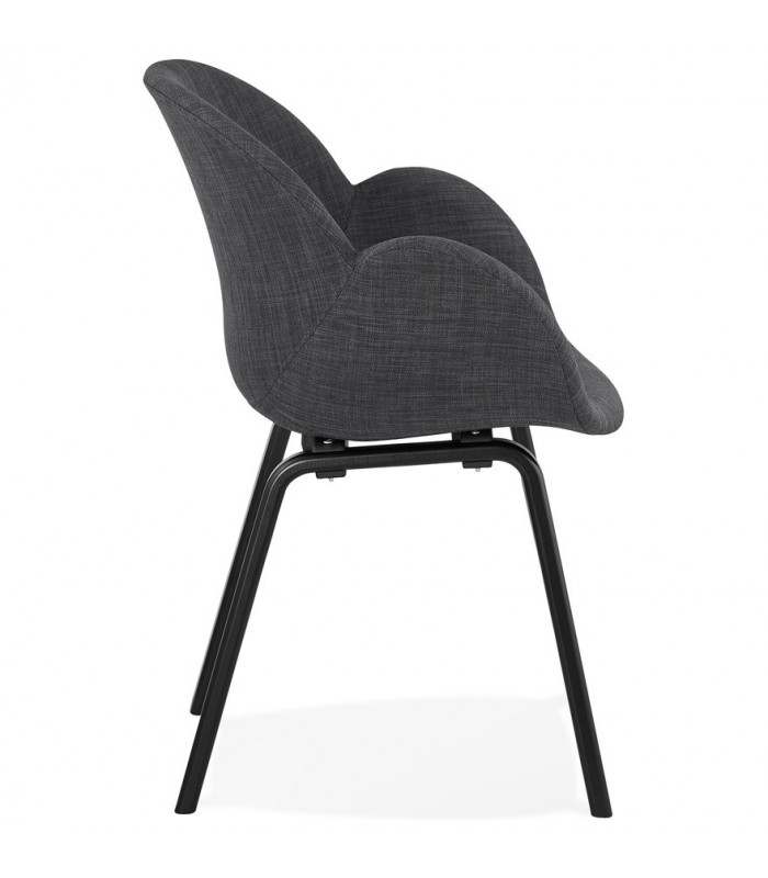 Fauteuil design gris foncé en tissu et bois Claudia