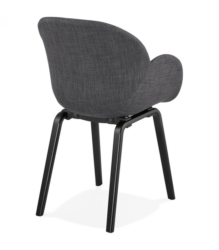 Fauteuil design gris foncé en tissu et bois Claudia
