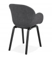 Fauteuil design gris foncé en tissu et bois Claudia