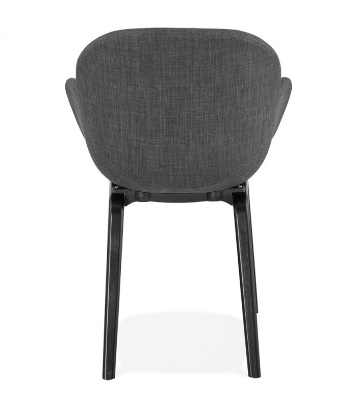 Fauteuil design gris foncé en tissu et bois Claudia