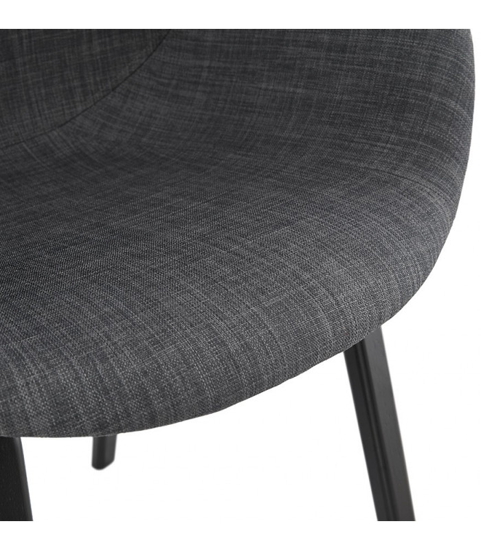 Fauteuil design gris foncé en tissu et bois Claudia