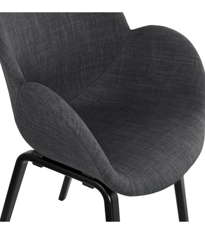 Fauteuil design gris foncé en tissu et bois Claudia
