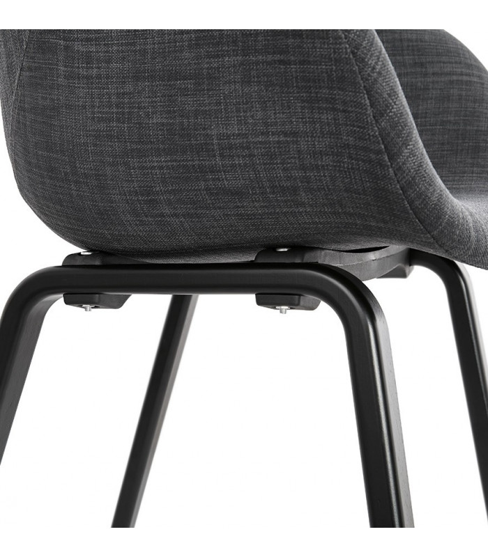 Fauteuil design gris foncé en tissu et bois Claudia