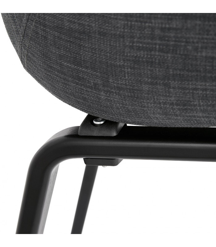 Fauteuil design gris foncé en tissu et bois Claudia