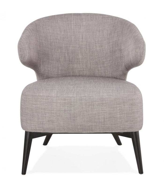 Fauteuil design gris en tissu et bois Icarus