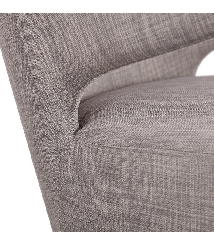 Fauteuil design gris en tissu et bois Icarus