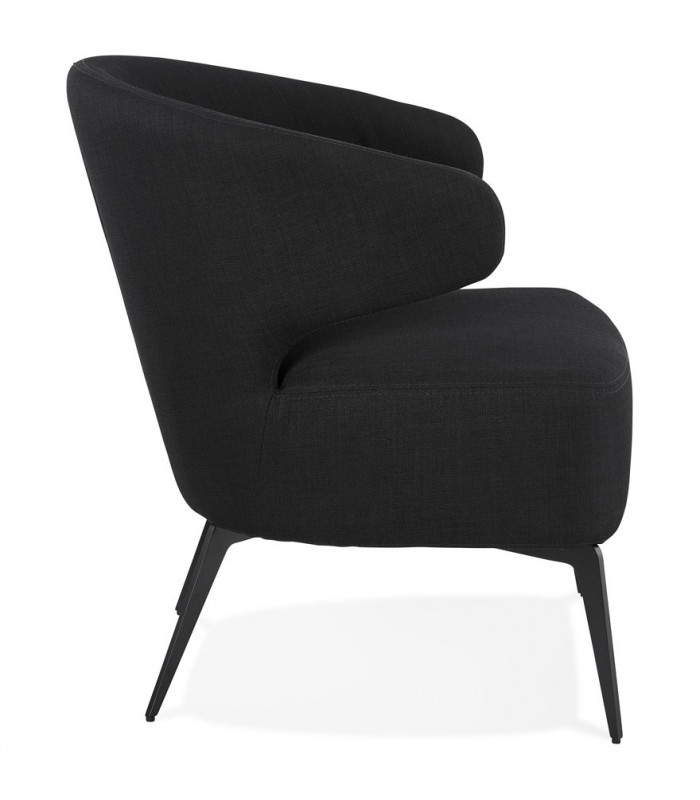 Fauteuil design noir en tissu et métal Justine