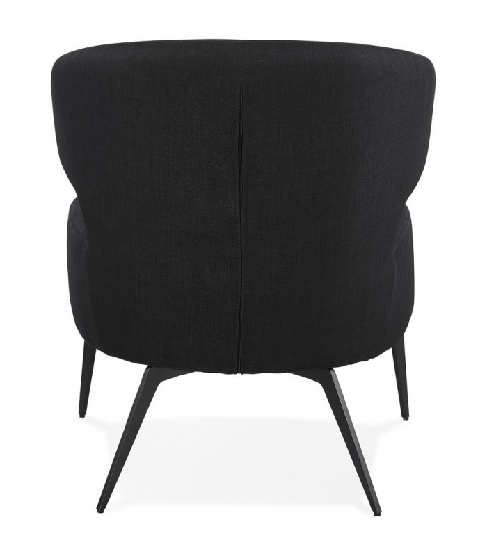 Fauteuil design noir en tissu et métal Justine