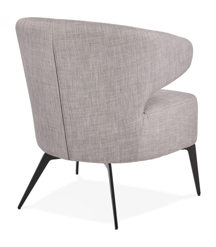 Fauteuil design gris en tissu et métal Justine