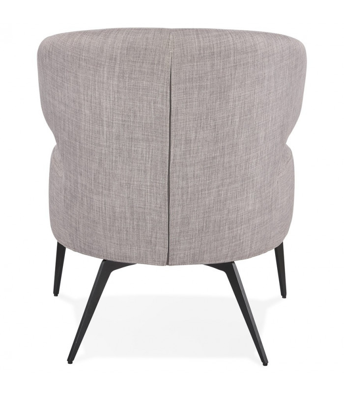 Fauteuil design gris en tissu et métal Justine