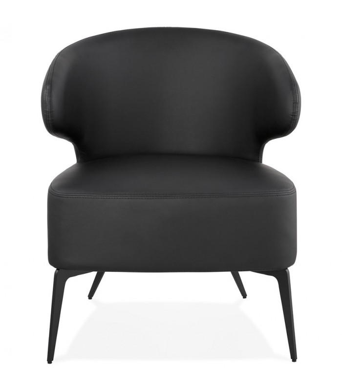 Fauteuil design noir en similicuir et métal Dimitri