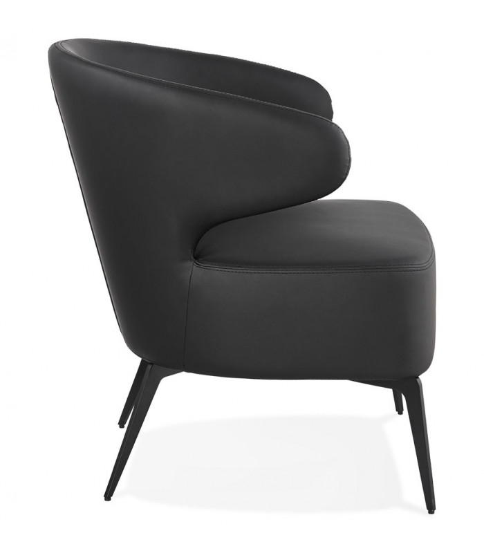 Fauteuil design noir en similicuir et métal Dimitri