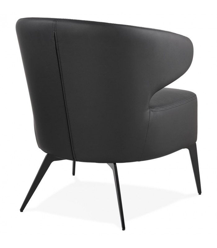 Fauteuil design noir en similicuir et métal Dimitri